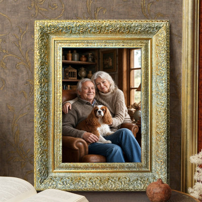 Antique Gold 1PC 11" x 14" Sophisticated Picture Frame with Tabletop Stand and Wall Hooks