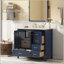 Meuble-lavabo bleu 36 po avec lavabo 36 po, armoire moderne avec 4 tiroirs et pieds en bois massif, idéal pour un rangement élégant et efficace
