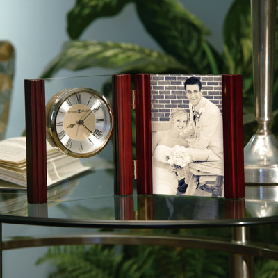 Alex Traditional Analog Solid Wood Quartz movement / Crystal Tabletop Clock with Alarm