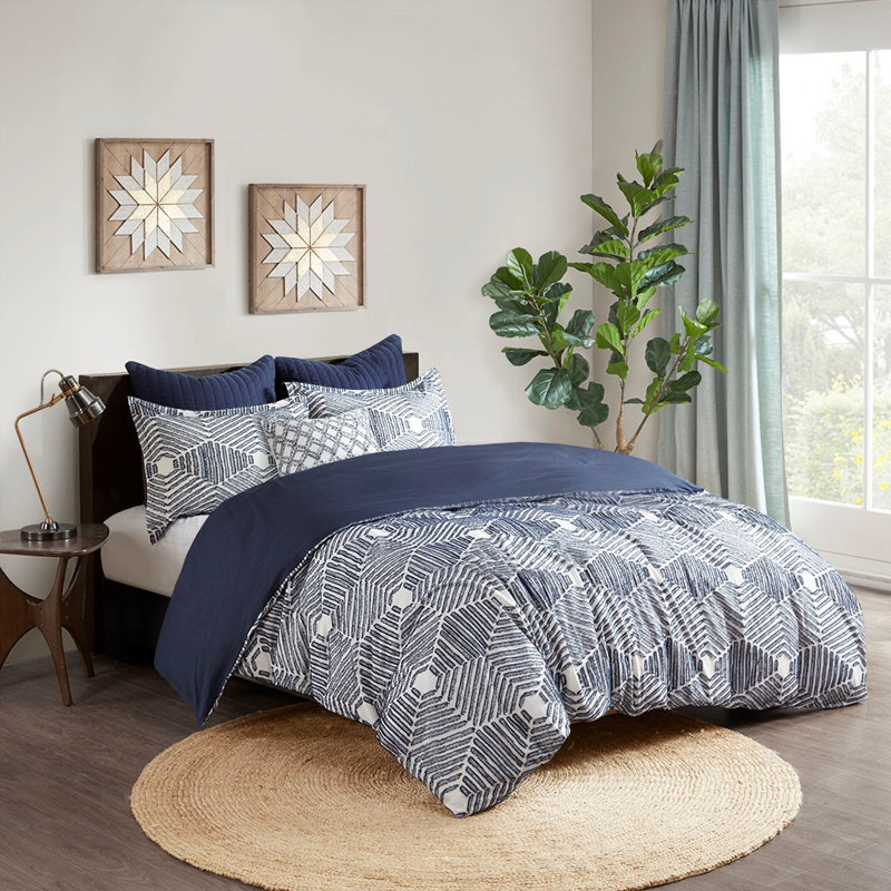 Ensemble de housse de couette en coton jacquard Gracie Mills Anibal Shabby Elegance, Housse de couette pour très grand lit