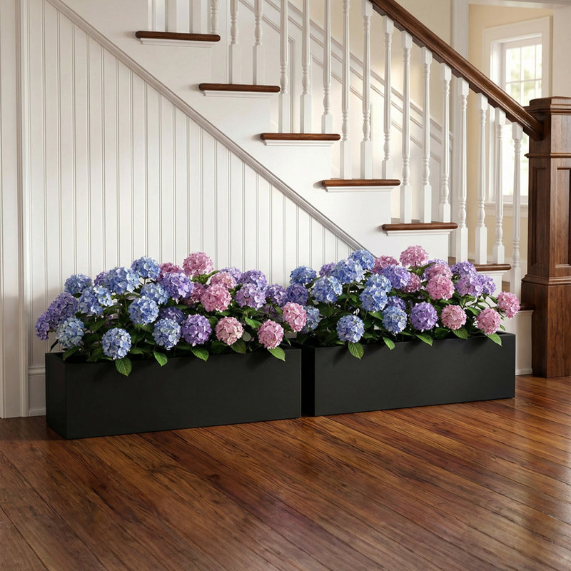 Jardinières rectangulaires en métal pour plantes d'extérieur, H 10 po x l 36 po x P 10 po