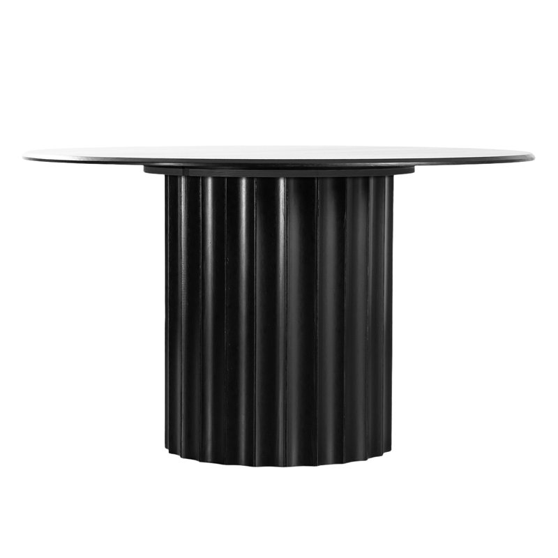 Solid Wood Dining Table Round Pedestal Kitchen Table, Black, 30”H x 46”L x 46”W