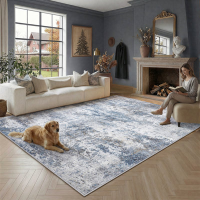 Tapis abstrait lavable à la machine avec envers antidérapant Elroy