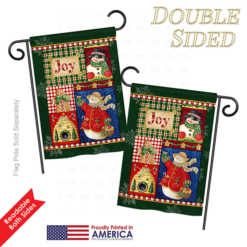 « joy snow », impressions de noël saisons de noël à 2 côtés 18,5 x 13 po drapeau de jardin, Vert clair, Polyester