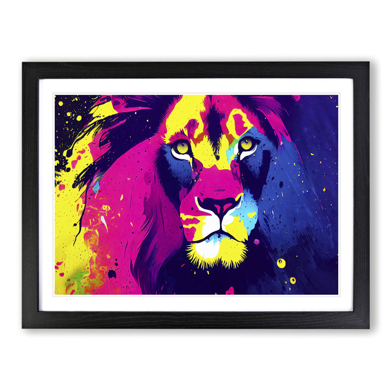 Splashed Lion Vol.3 Abstract - Framed Print, Black, 34cm H x 46cm W x 2cm D