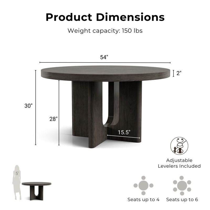 Doloros 54" Round Dining Table, Brown