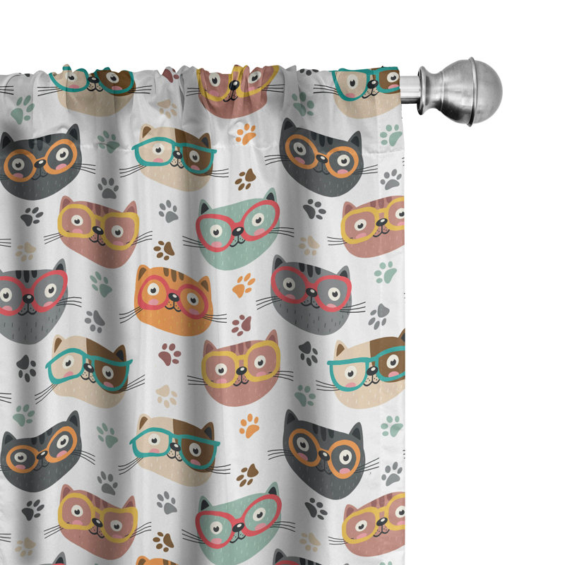 Cats Semi-Sheer Rod Pocket Sliding Panel, 28" x 84"