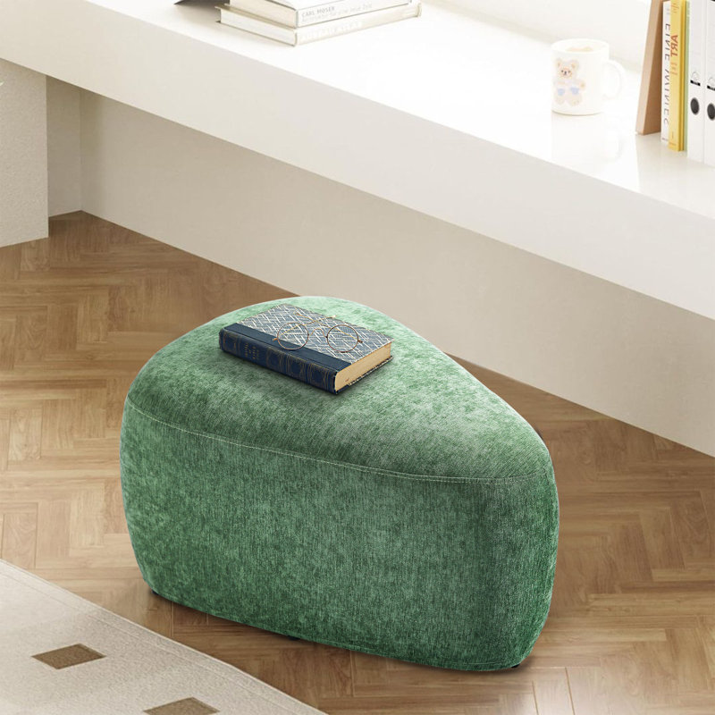 Adna 67.8Cm Wide Triangle Footstool Ottoman, Green