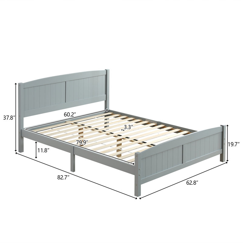 Heffron Solid Wood Bed, Queen, Gray