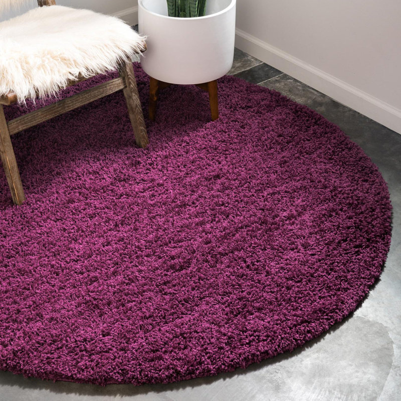 Tapis mauve aubergine Capwell, Rond 4 pi 1 po