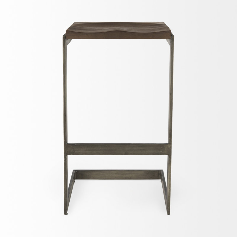 Bois noir effronté et métal, Brun / gris, Tabouret de bar (siège d'une hauteur de 30 po)