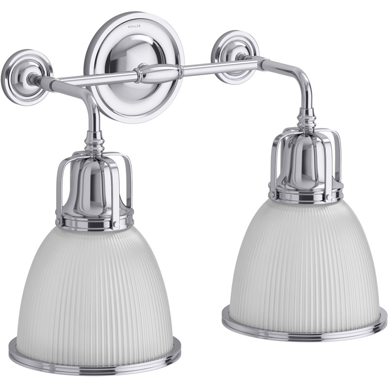 Hauksbee Two-Light Bell Sconce, Polished Chrome, 13.78" H x 18.9" W x 9.63" D