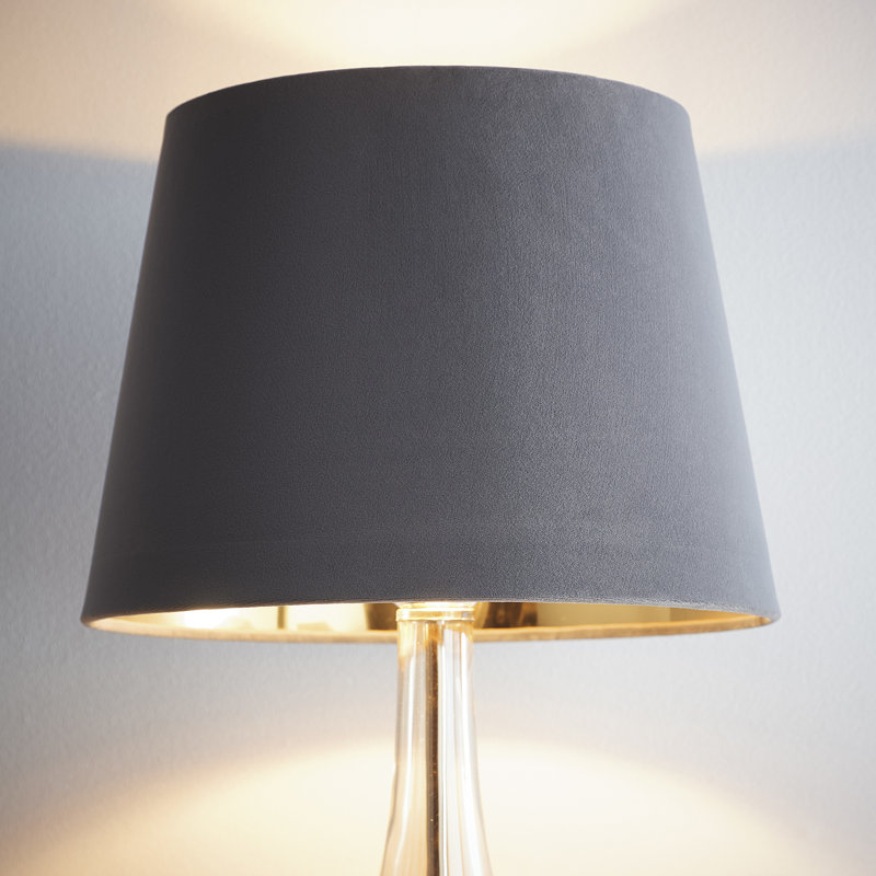 Velvet Empire Lamp Shade ( Uno ), 22cm H x 30cm W x 30cm D, Grey