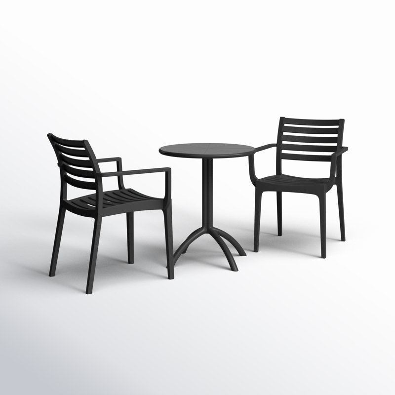 Seneca 2 - Person 23.6" Round Bistro Set, Black