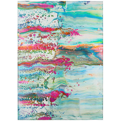 Chenille Washable Abstract Indoor / Outdoor Rug