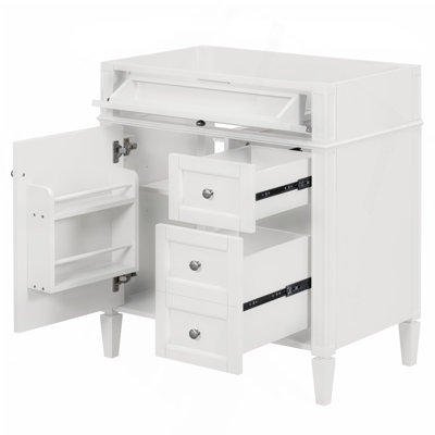 30"Bathroom Vanity without Top Sink, Modern Bathroom Storage Cabinet with 2 Drawers and a Tip-out Drawer (NOT INCLUDE BASIN)