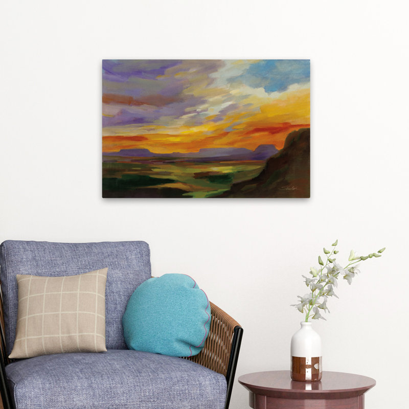 Coucher de soleil de Sonora - désert abstrait bleu-brun, H 24 po x l 16 po