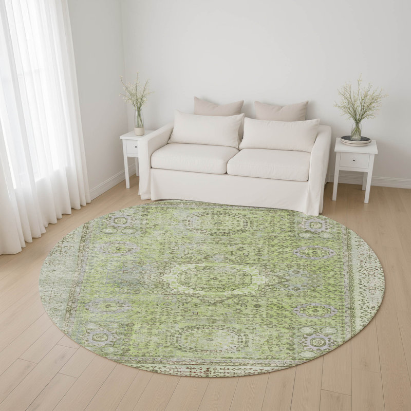 Tapis à bordure lavable à la machine de qualité supérieure AMF1740, Rond 8 pi