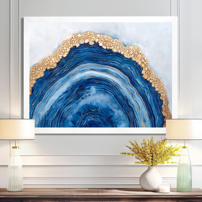 Aqua géode et glissade sur bois en spirale I - cristaux, art mural