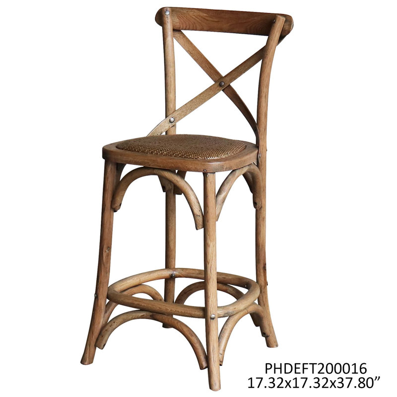 Porch View Cross Back Bar Stool, Counter Stool (24.5” Seat Height)