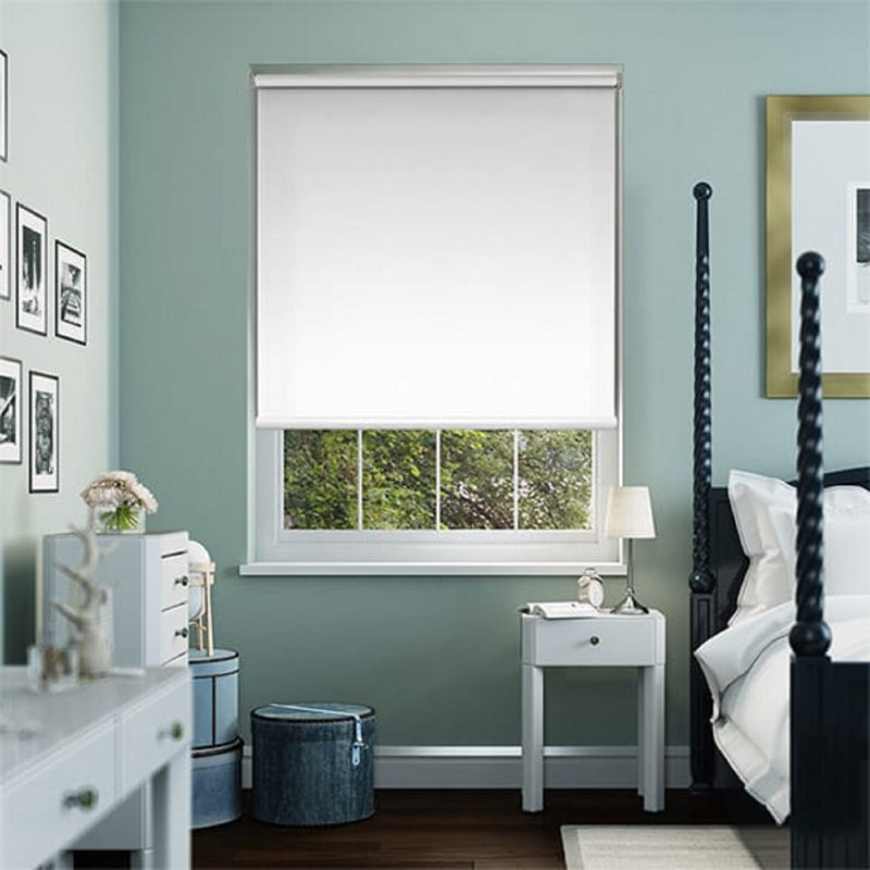 Indoor Blackout Trimmable Roller Blind – Custom Fit Window Shade with Light Control & Privacy, White, 210cm L x 60cm W