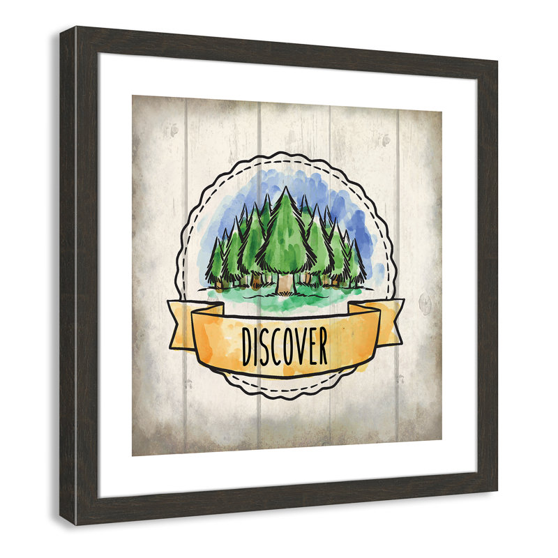 «Adventure is out There», art encadré 3, H 22,5 po x l 22,5 po x P 0,6 po, Cadre plat à grain de bois noir