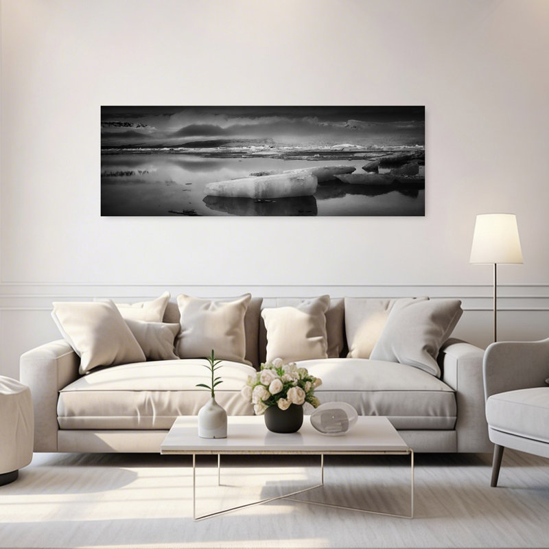 Glacial Lake Reflections, paysage dramatique serein abstrait, montagne, art mural, H 60 po x l 20 po