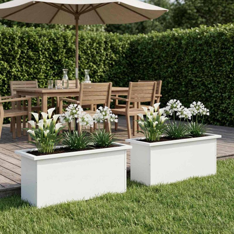 Planter Box, 30cm H x 30cm W x 80cm D, White, 2