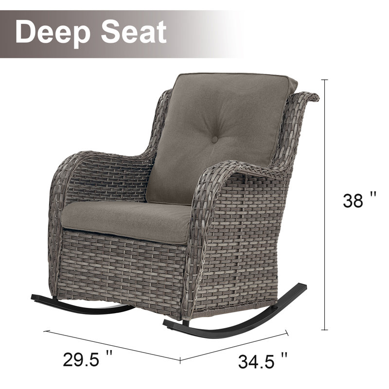 Bonia Outdoor Wicker Double Rocking Chairs, Gray, Gray
