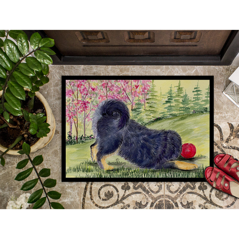 Tapis de porte d’intérieur anti-dérapant tibétain, Rectangle 1 pi 6 po x 2 pi 3 po