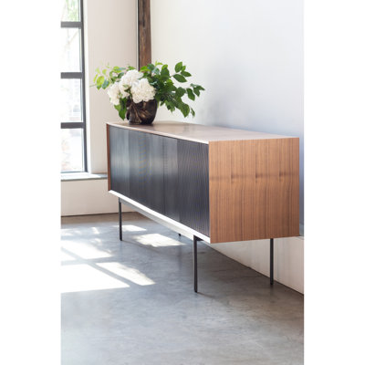 Harper Sideboard - Durable Walnut Veneer With Spacious Storage & Metal Base