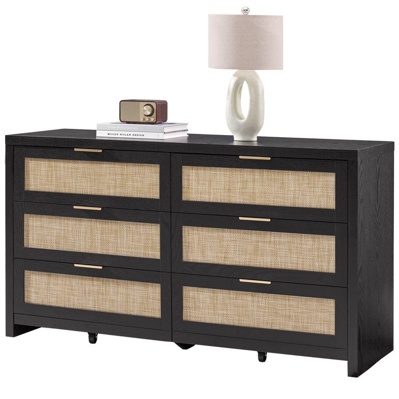 Commode 6 tiroirs Chada, Noir