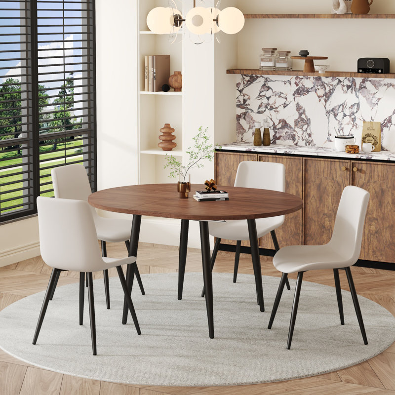 Ensemble de table de salle à manger extensible de 42 à 54 po avec chaises rembourrées confortables, Gris