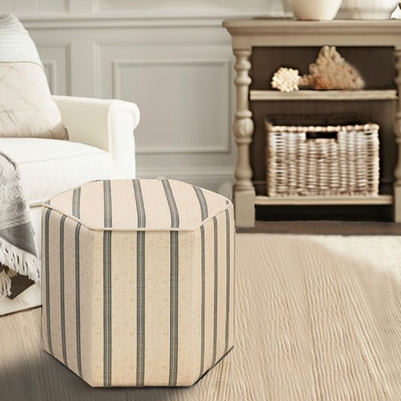 Décoration intérieure hexagonale - Tissu d'ameublement à rayures et contreplaqué en bois massif 18 po x 16 po Coloration naturelle d'un poids maximal de 300 lb