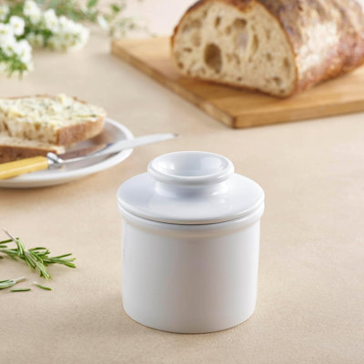 Butter Bell - The Original Butter Bell crock by L Tremain, a Countertop French Ceramic Butter Dish Keeper for Spreadable Butter, Specialty - Glossy White