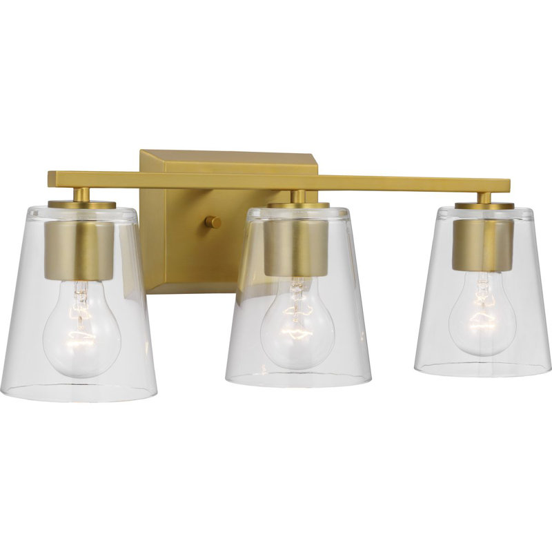 Éclairage pour meuble-lavabo à intensité variable 3 lumières Rozerin, Transparent, Or brossé