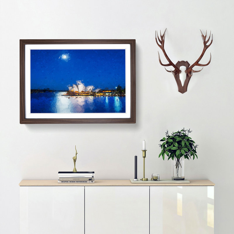 Sydney Opera House in Abstract - Framed Print, 27cm H x 36cm W x 2cm D, Walnut Framed