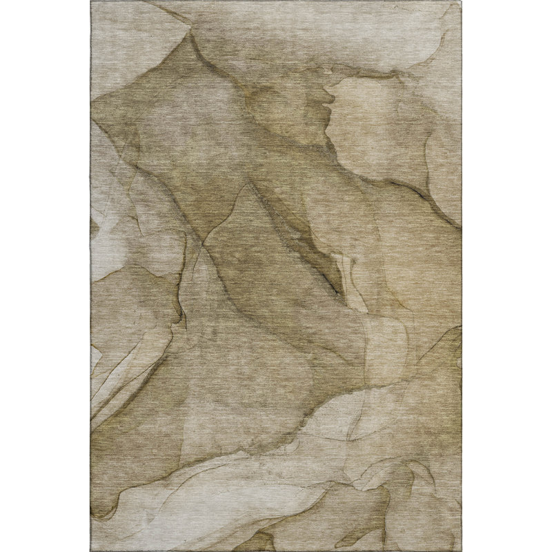 Premium Machine Washable Cerrito AMF607 Brown Rug, Rectangle 2'6" x 3'10"