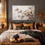 Crème, fleurs de magnolia sur fond texturé, art mural d'Halloween-2037061545