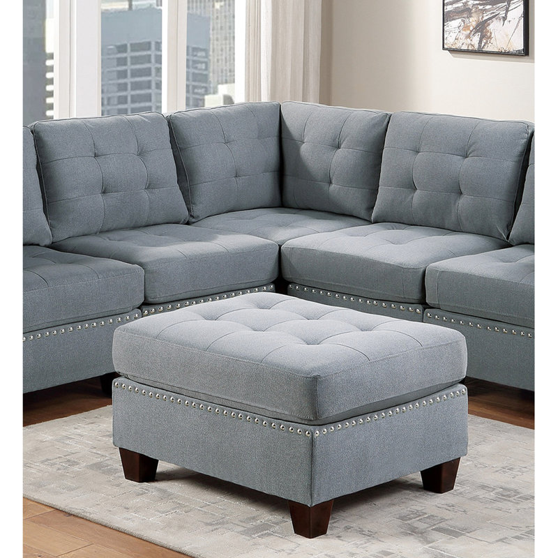 Grey Linen-like Fabric With Charming Button Seat And Stylish Covering Featuring Soft Padding