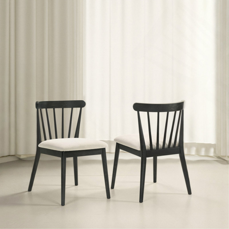 Ensemble de 2 chaises de salle à manger de style campagnard, facile à assembler, Noir