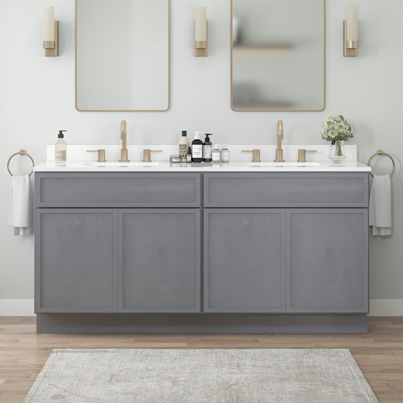 Base de meuble-lavabo double 78 po seulement, Argent argent