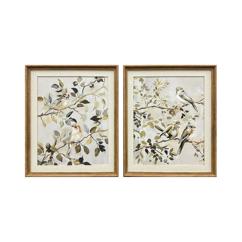 Songbird Duo, ensemble de 2 toiles peintes à la main