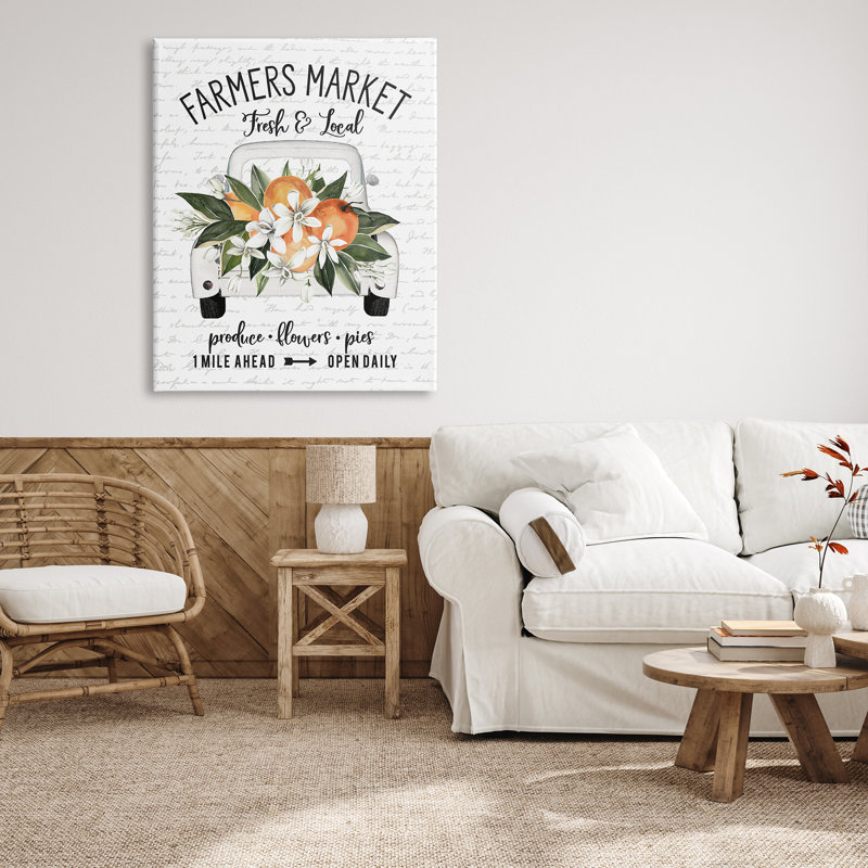 " Farmers Market Orange Blossom Truckload Rustic Sign " by Lettered And Lined, 48" H x 36" W x 1.5" D