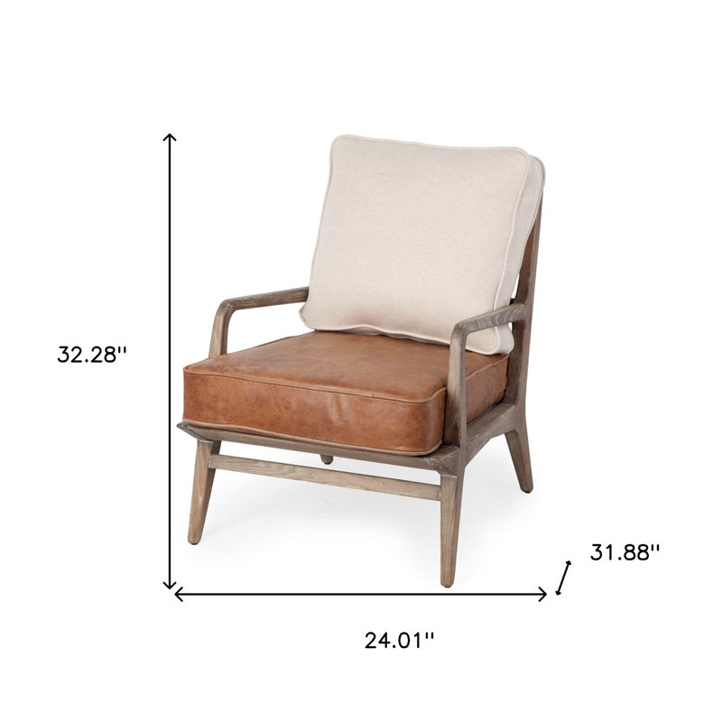  Fauteuil en cuir beige et brun
