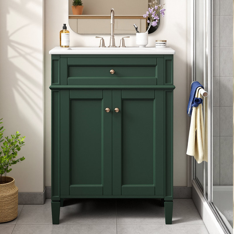 Meuble-lavabo classique 24 po avec tiroir basculant, Vert