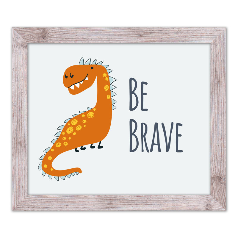 «Dino Be Brave», art encadré, H 24 po x l 20 po x P 0,75 po, Cadre blanc