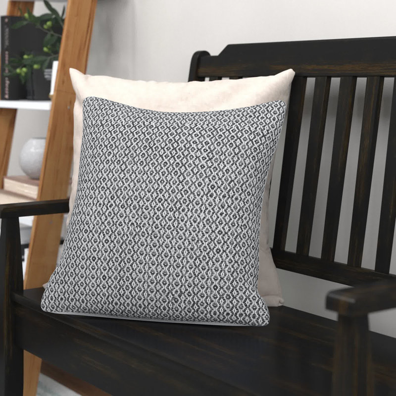Black and White Cotton Geometric Square Throw Pillow