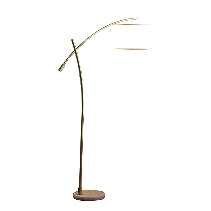 65'' LED Swing Arm Floor Lamp, White, Gold