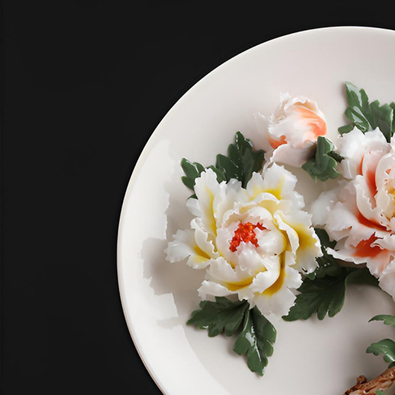 Plat à fleurs en céramique délicat - Décoration charmante pour la vie moderne